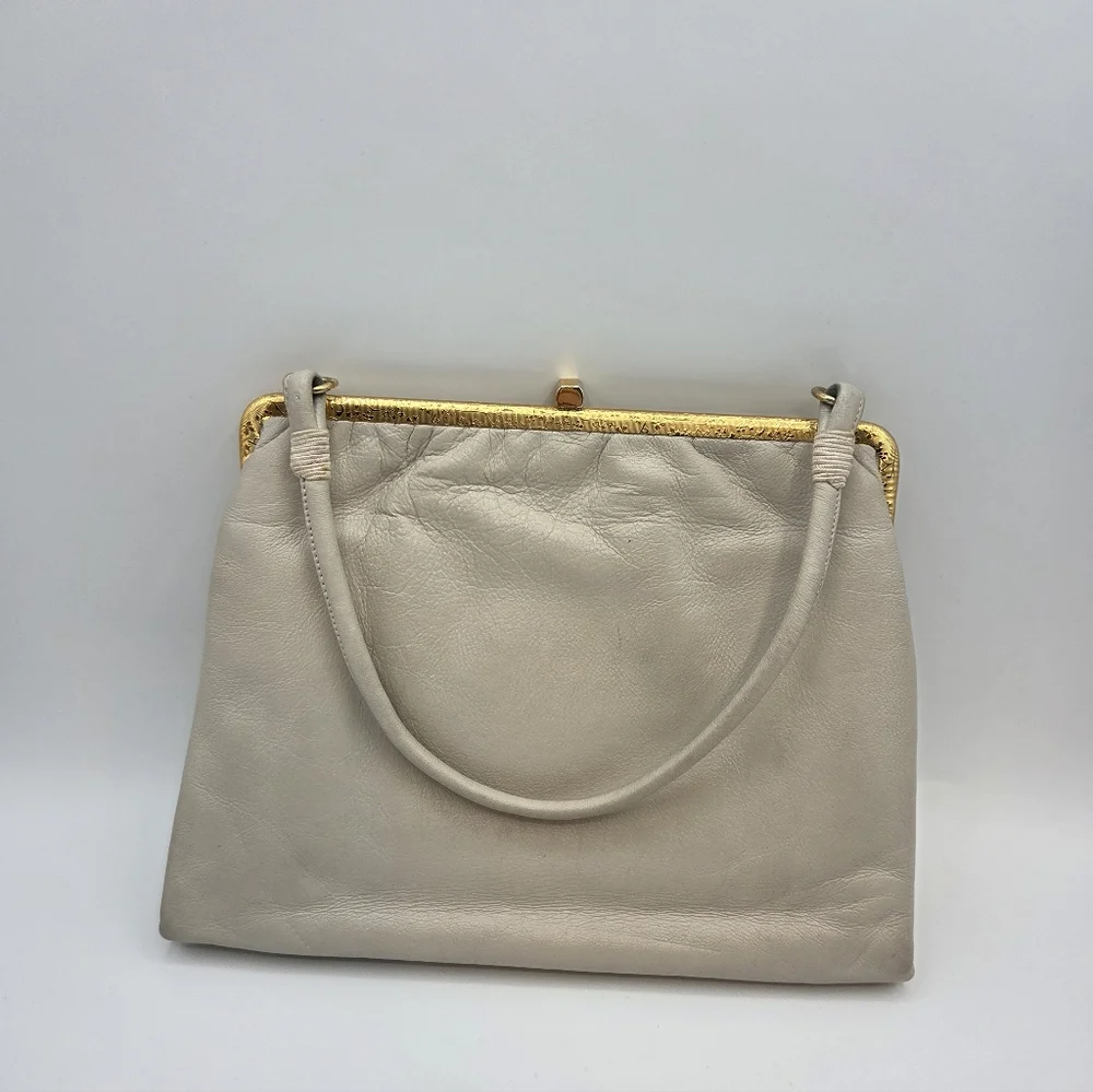 Vintage Rosenfeld Ivory Leather Handbag - Picture 2 of 7